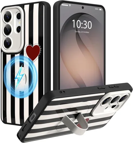Miniatura 43 de Funda magnética compatible con Samsung Galaxy S25 Ultra para mujeres y hombres, estética flor de durazno, correa de muñeca ajustable incorporada