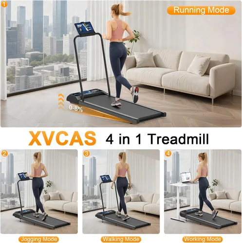 Miniatura 2 de Walking Treadmill Pad with Handle Bar, Silent Fitness Equipment, Treadmill with 4-in-1 Modes, Easy Assembly, Portable Home Gym Equipment Moon
