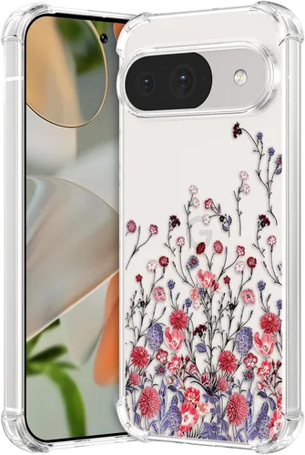 Miniatura 9 de RALEAVO - Funda floral para Google Pixel 7a, funda transparente con hojas y flores, diseño delgado y lindo para niñas y mujeres, cubierta de Verde