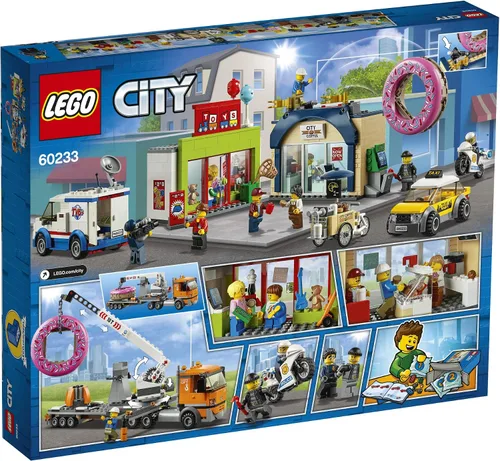 Miniatura 5 de LEGO City Donut Shop Opening 60233 - Apertura de tienda para construir y jugar con taxi de juguete, camioneta y camión con grúa, fácil construcción
