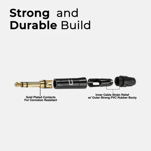 Miniatura 4 de Cable TRS de 1/4 pulgadas, 1/4 pulgadas TRS a 1/4 pulgadas (6.35mm) estéreo balanceado, de conector macho a conector macho para altavoces