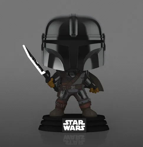 Miniatura 3 de POP Funko Star Wars Mandalorian con sable oscuro (cromo y brilla en la oscuridad), exclusivo
