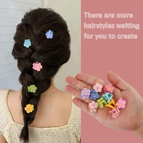 Miniatura 4 de Ahoney 10 pinzas pequeñas para el cabello, lindas pinzas de 0.77 pulgadas con margaritas de flores para mujeres y niñas, coloridos pasadores