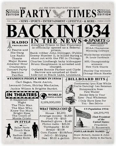 Miniatura 34 de Póster de cumpleaños 96 sin marco, periódico Back In 1930, regalos de feliz cumpleaños 96 para hombres y mujeres, vintage, retro, nacido en 1930