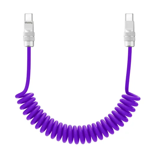 Miniatura 40 de chubbycable Curly Chubby - Cable de carga rápida USB C en espiral de 240 W, cable de carga retráctil trenzado duradero para automóvil compatible