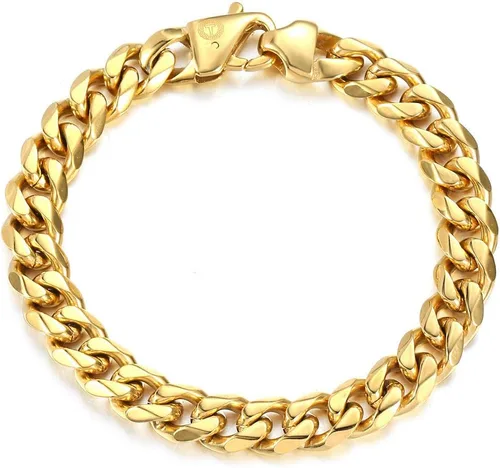 Trendsmax Pulsera de cadena de eslabones cubanos de acero inoxidable 316L de 0.433in0.591in, para hombre, regalos para hombres y niños, 8, 9, 10