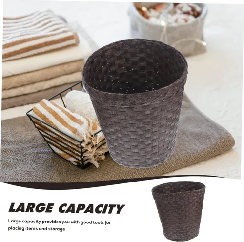 Miniatura 3 de LIFKOME Cubo de almacenamiento de paja Papelera portátil Papelera de escritorio Cestas de almacenamiento decorativas Cesta decorativa Papelera