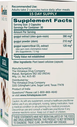 Miniatura 2 de Himalaya Guggul - Soporte hepático a base de hierbas para desintoxicación hepática, colesterol, soporte HDL y LDL, vegano, sin OMG, sin gluten, 720