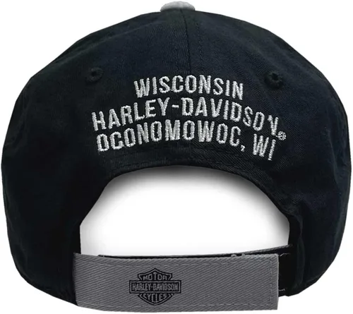 Miniatura 2 de Harley-Davidson Gorra de béisbol H-D deshilachada con monograma con púas para mujer con alas plateadas, Negro