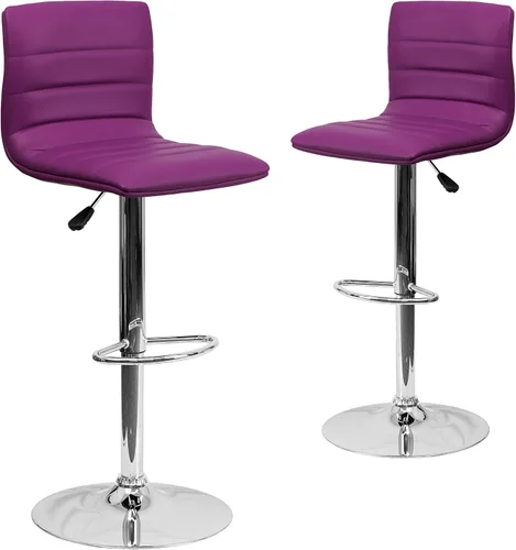 Miniatura 15 de Flash Funiture silla de bar ajustable con base cromada, Vinilo, Gris