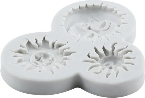 Miniatura 7 de Molde de silicona para fondant de cara de sol y luna, moldes de caramelo de chocolate para decoración de cupcakes de chocolate, decoración