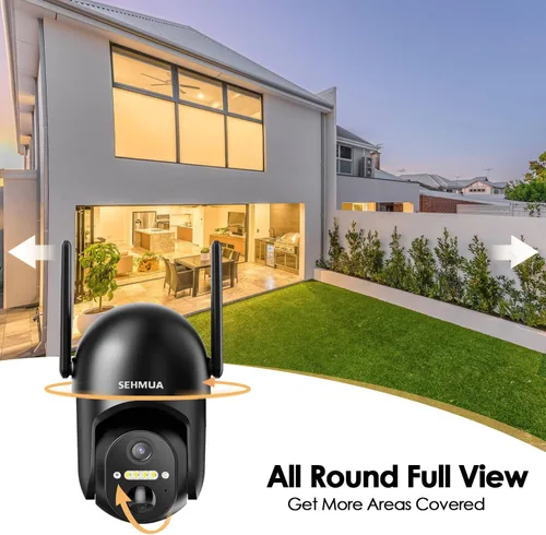 Miniatura 5 de SEHMUA Paquete de 2 cámaras inalámbricas para exteriores, cámaras de seguridad solar 2K inalámbricas para exteriores con visión de 360°, seguridad
