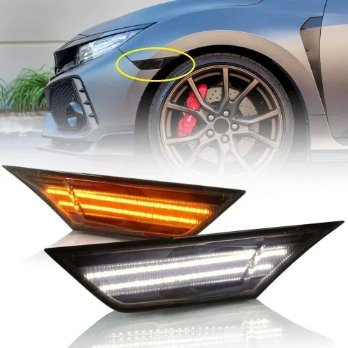 Miniatura 14 de 2 unids JDM llevó la luz de marcador lateral para Hon'da Civic Sedán/Coupe/Hatchback 2016 en adelante lente ahumada luces de señal de giro Lente