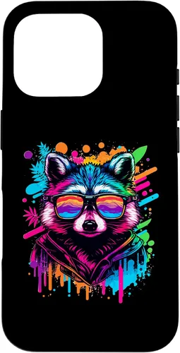 Miniatura 20 de Rainbow Raccoon Sunglasses Vaporwave Synthwave Retrowave Case for iPhone 17 Pro
