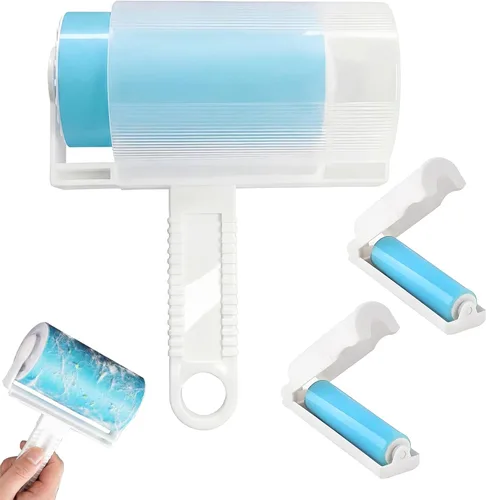 Paquete de 3 rodillos de pelusa lavables y reutilizables, limpiador portátil adhesivo de viaje para perros y gatos, con tapa, incluye tamaño grande