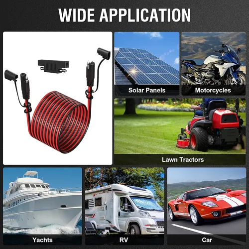 Miniatura 7 de Cable de extensión SAE de 12 pies 16 AWG, conector SAE Conector de desconexión rápida 16AWG, para automoción, panel solar enchufe