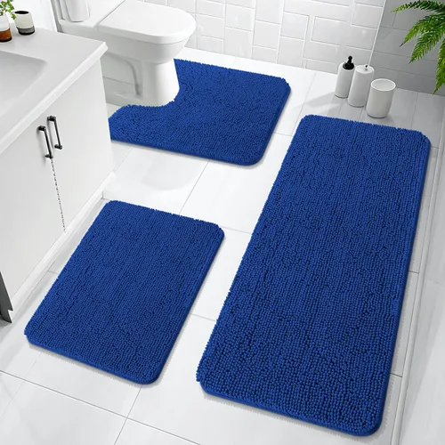 Miniatura 58 de OLANLY Juego de Alfombras de Baño de 3 Piezas, Tapetes de Baño de Chenilla Suave y Absorbente y Alfombra de Contorno en Forma de U para Inodoro