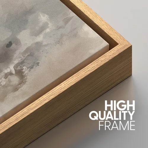 Miniatura 369 de SIGNWIN Lienzo enmarcado para pared, arte con pinceladas de flujo neutro en tonos beige abstractos, ilustraciones, arte moderno, decorativo