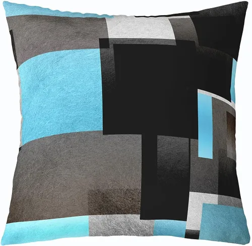 Miniatura 11 de Feelyou Juego de 4 fundas de almohada geométricas reversibles para exteriores de 16 x 16 pulgadas, diseño geométrico de rayas negras y grises, juego