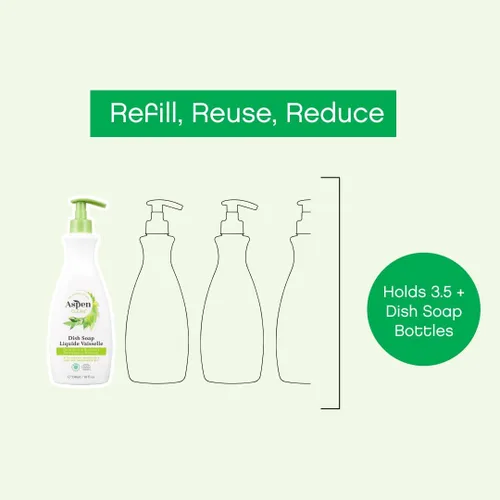 Miniatura 4 de AspenClean Jabón para platos y recambio Eucalipto y romero Jabón detergente líquido para lavavajillas No tóxico 100% natural verificado