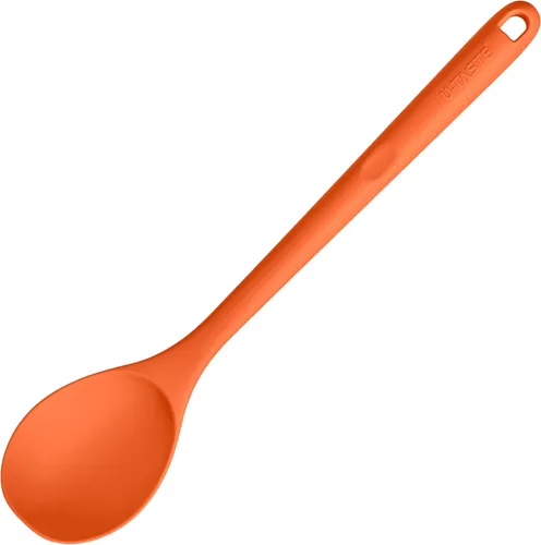 Miniatura 15 de Cuchara ranurada resistente al calor de 600ºF: U-Taste - Cuchara de cocina sólida de cocina de 13.3 pulgadas, utensilio de goma antiadherente de (4)