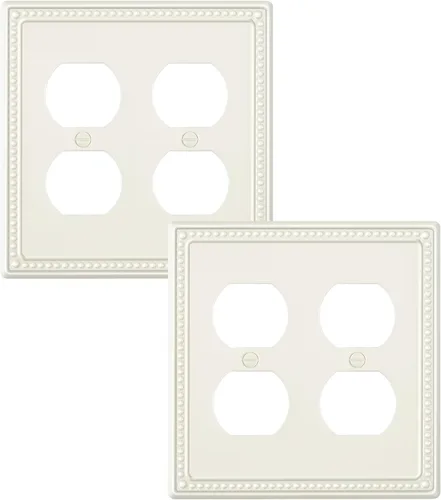 Miniatura 142 de Paquete de 4 placas de cubierta para interruptor de luz de palanca individual, cubiertas decorativas de perlas, placa de pared de metal almendra