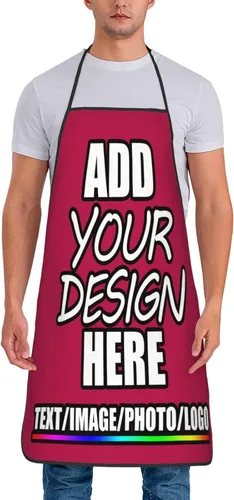 Miniatura 31 de Delantal personalizado personalizado para añadir nombre, foto, texto, logotipo, cocina ajustable para cocinero para hombres y mujeres