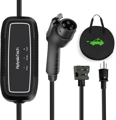 Cargador EV de nivel 1+2, 16 amperios 110-240 V, cargadores eléctricos portátiles SAE J1772 para automóvil, estación de carga EV enchufable para el