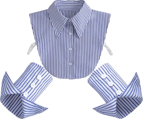 Miniatura 10 de YEKEYI Cuello Falso de Camisa Cuello Falso Desmontable Puños de Muñeca Puños de Manga Falsa Cuello de Media Camisa