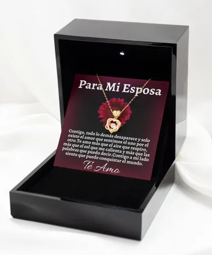 Miniatura 2 de Pendiente, Collar de Regalo Para Esposa En Forma De Corazon Plateado y Dorado Regalo Para Mujer Personalizado