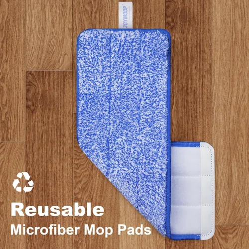 Miniatura 10 de JOYMOOP Juego de trapeador y cubeta con escurridor, trapeador plano sin manos y cubeta, con 4 almohadillas lavables de microfibra, uso húmedo y Negro