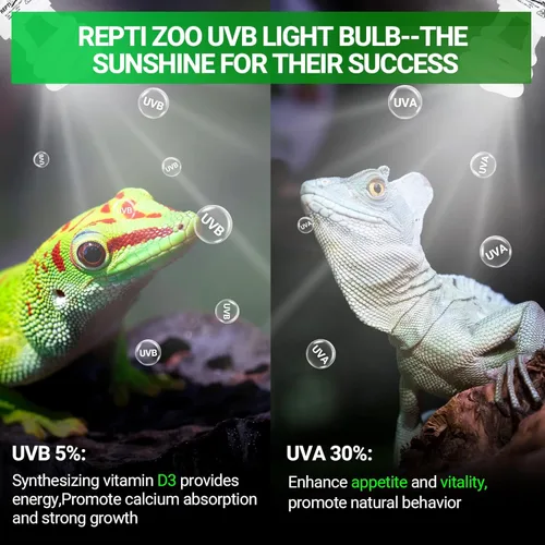 Miniatura 3 de REPTI ZOO Luz UVB para reptiles tropicales, paquete de 2 bombillas de reptil UVA UVB 5.0 15 W, lámpara UVB para crestado, Gecko, leopardo, gecko