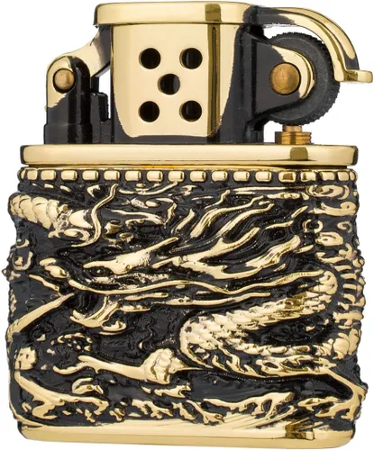 Miniatura 2 de Armadura dragón chino creativo estilo antiguo brazo de elevación queroseno resistente al viento encendedor (dorado)