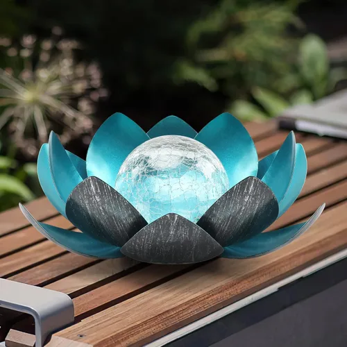Miniatura 9 de Luces solares para exteriores, decoración de jardín, vidrio de globo agrietado, luz de jardín solar de metal impermeable para camino, patio, césped