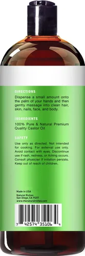 Miniatura 9 de Natural Riches Aceite de ricino orgánico, prensado en frío, certificado USDA para el crecimiento del cabello, pestañas más gruesas, cejas, hidrata