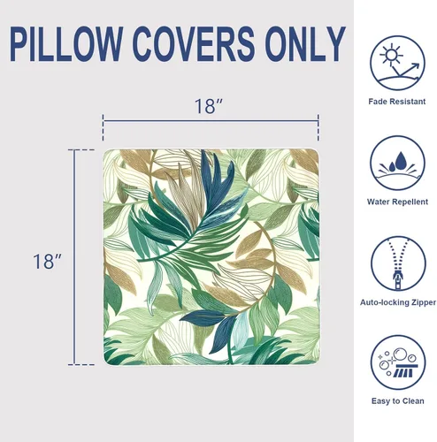 Miniatura 41 de Juego de 2 almohadas para exteriores de 16 x 16 pulgadas, repelentes al agua con interiores, para muebles de patio, hogar, jardín, geometría bohemia