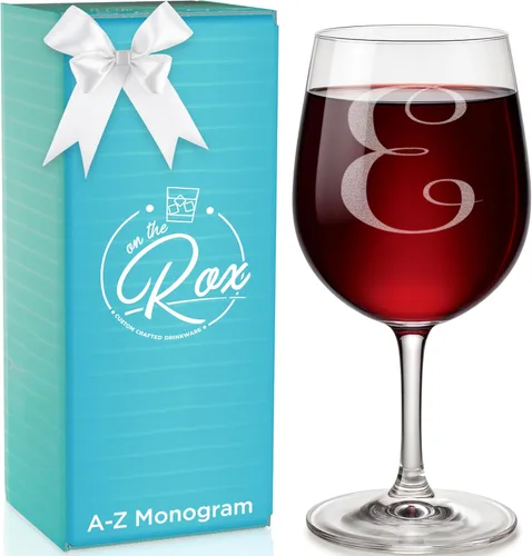 Miniatura 11 de Regalos de vino con monograma A-Z para mujer, copa de vino personalizada grabada de 12.75 onzas, regalos divertidos con monograma para amantes