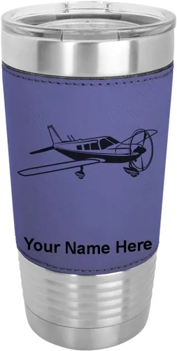 Miniatura 19 de LaserGram Vaso aislado al vacío de 20 onzas, avión de ala baja, grabado personalizado incluido (piel sintética, estilo béisbol)