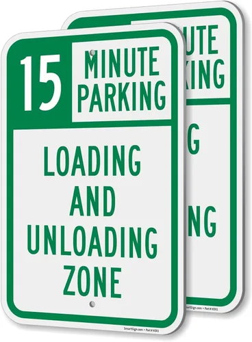 Miniatura 4 de SmartSign Letrero de "15 minutos de estacionamiento, carga y zona de descarga" Aluminio de 12 x 18 pulgadas