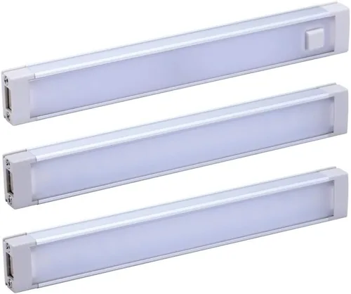 BLACK+DECKER PureOpitcs - Kit de iluminación LED para debajo del gabinete, color blanco frío, diseño adhesivo, 3 barras, 6 pulgadas cada una