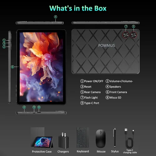 Miniatura 7 de POWMUS Tablet Android, tableta Android 15 de 11 pulgadas, tabletas con pantalla FHD 2K, 36 GB de RAM (12+24) y 256 GB de ROM, expansión de 1 TB