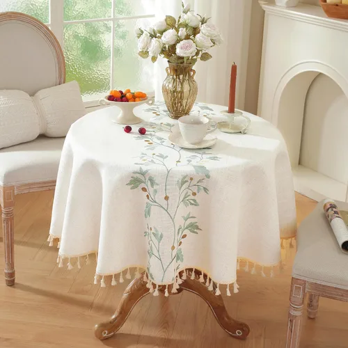 Miniatura 12 de Laolitou - Mantel de lino de algodón impermeable para mesa de comedor, estilo granja, mantel cuadrado para cocina, mesa de café, sin arrugas, beige