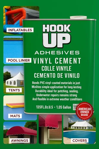 Miniatura 2 de HOOK UP Cemento de vinilo – Pegamento de reparación de revestimiento de piscina impermeable para vinilo y PVC, cemento de contacto flexible