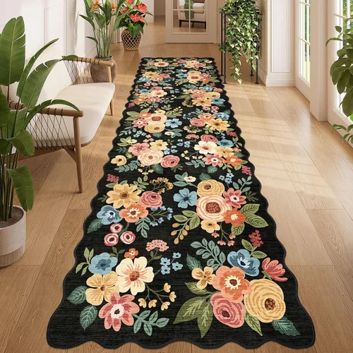 Miniatura 53 de DUKINO Alfombra de área de 6 x 9 pies, alfombra floral para sala de estar, ligera, antideslizante, lavable, alfombra de interior de pelo bajo