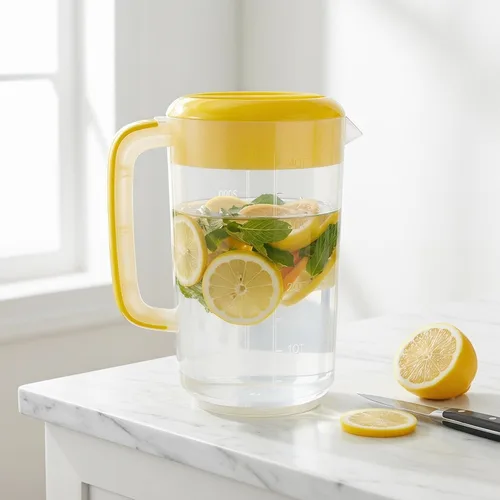 Miniatura 3 de Jarra de agua grande de plástico con tapa, jarra de agua para bebidas de 1 galón/4 L, jarra de colación inastillable con tapa redonda para jugo