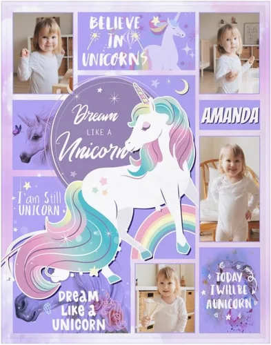 Miniatura 15 de Artsadd Manta facial personalizada de princesa para niñas, personalizada con cara de niños, manta personalizada para niños, nombre de foto de bebé