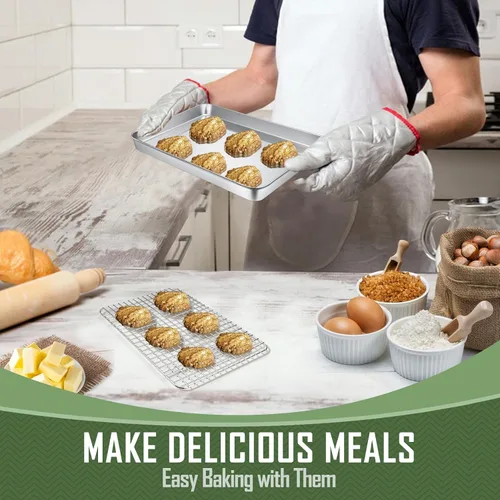 Miniatura 5 de Joyfair - Bandeja para hornear de 9 pulgadas con estante de enfriamiento, bandejas para horno tostador de acero inoxidable con rejillas de rejilla