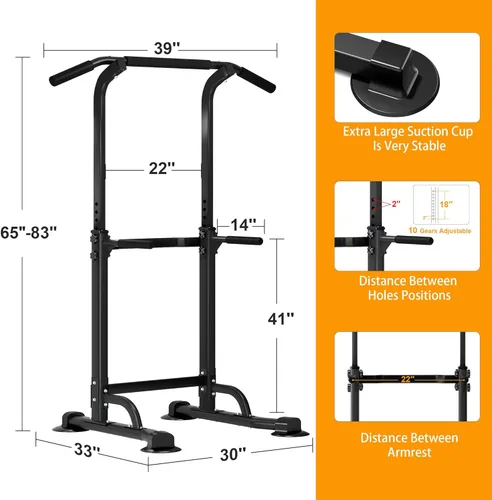 Miniatura 4 de DlandHome Power Tower Pull Up Dip Station Multi-Function Fitness Equipment for Strength Training Adjustable Height Dip Stand for Home Gym