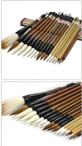 Miniatura 2 de Juego de pinceles de pintura estilo claborate para acuarela, caligrafía china, kanji, japonés, sumi, pintura, pinceles, dibujo, soporte enrollable