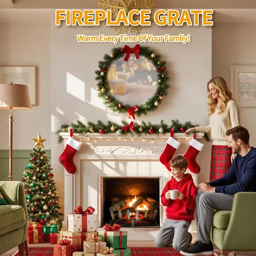 Miniatura 6 de Rejilla para chimenea, soporte sólido para leña de hierro fundido de 21 pulgadas, rejilla de fuego para accesorios interiores de chimenea